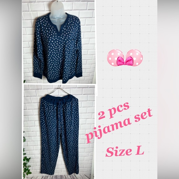 BERKLEY JENSEN 2 pieces Polka Dot Pajama Set - Navy/size L - Picture 1 of 11